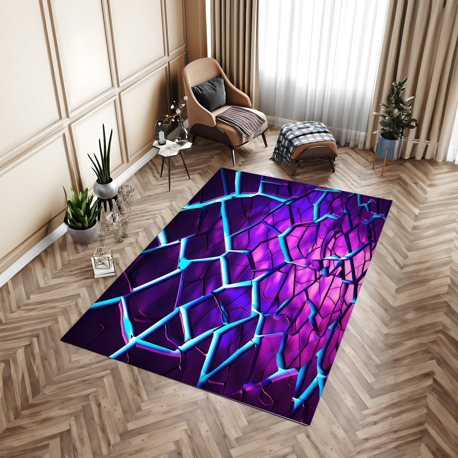 Neon Rug, Cool Rug, Gaming Illusion Rug, Gaming Room Rug, E-spor Rug ...
