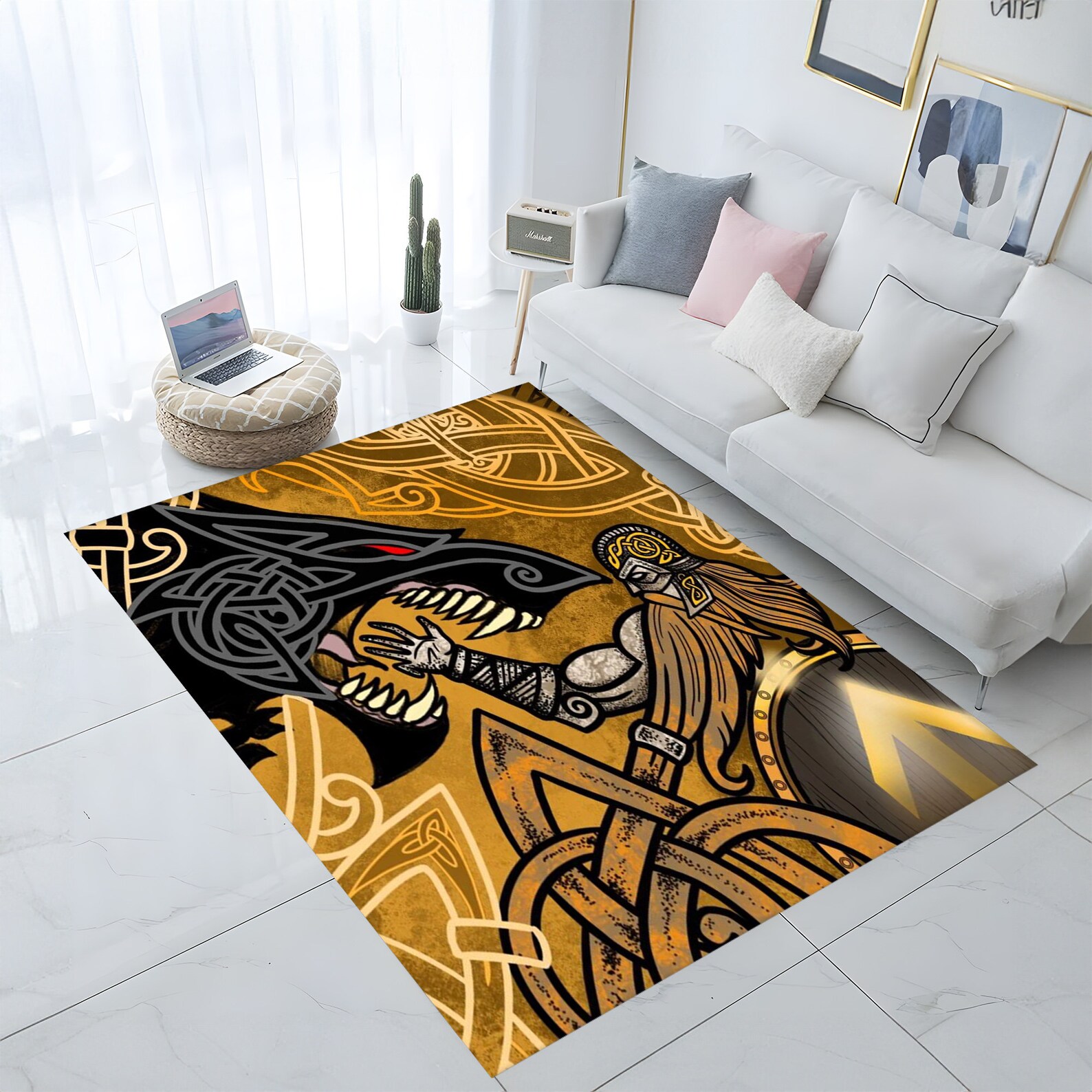 Valhalla Viking Rug, Odin Warrior Design, Home Decor - Etsy