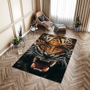 Tiger Rug, Animal Pattern Carpet, Home Decor, Room Decor, Lion Rug, Living Room Rug, Office Decoration, Cool Modern Carpet, Wild Life Rug