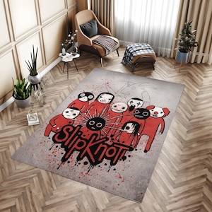 Slipknot Rug, Music Rug, Musician Room Decor, Rock Music Band Rug, Area Floor Rug, Gift For Boyfriend, Gift For Girlfriend, Metal Music Rug