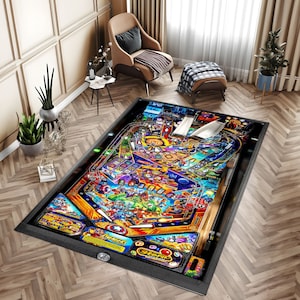 Pinball Playfield Rugs, Pinball Rug, Pinball Game Room Rug, Kids Room Decor, Pinball Decor, Game Room Rug, Gaming Rug, Pinball Art, Gift For