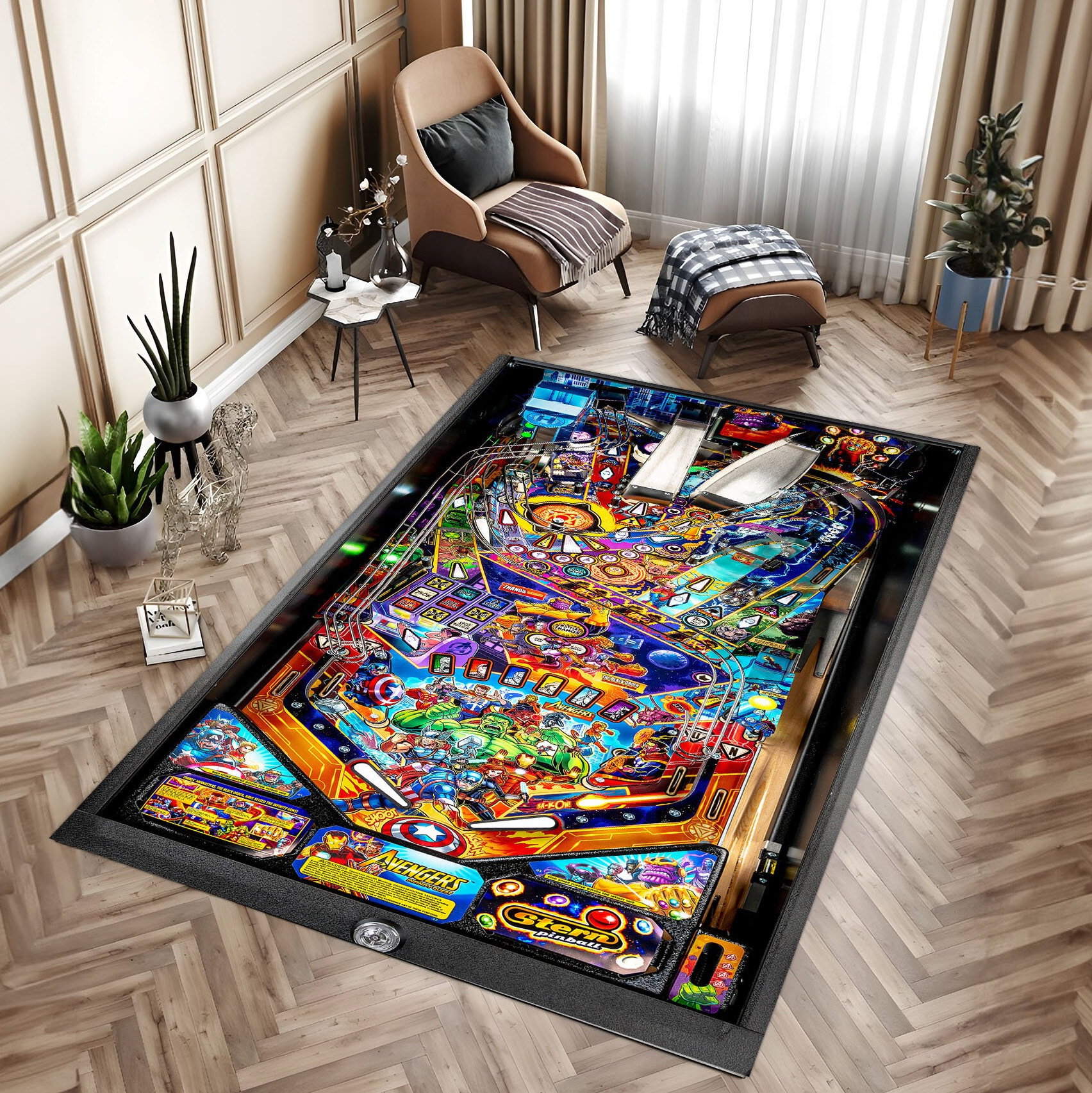 Pinball Playfield Rugs, Pinball Rug, Pinball Game Room Rug, Kids Room