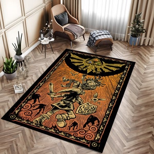 Zelda Rug, Legend Of Zelda Rug, Retro Game Theme, Kids Room Rug, Gamer Rug, Gaming Room Decor, AI Art Room Decor, Underchair Rug, Chair Mat