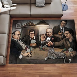 God Father Rug, Scarface Rug, Don Corleone Rug, Tony Montana Rug, Mafia Theme Rug, Cool Area Rug, Cool Room Decor, Office Rug, Modern Art