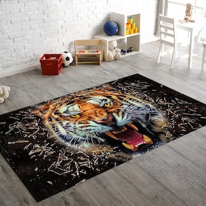 Tiger Rug, Animal Pattern Carpet, Home Decor, Room Decor, Lion Rug, Living Room Rug, Office Decoration, Cool Modern Carpet, Wild Life Rug