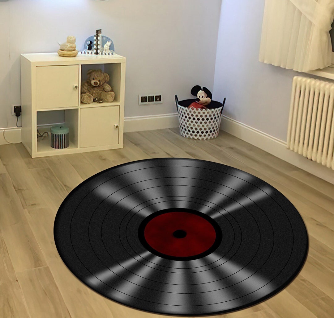 Circle Music Rug Vinyl Record Style Rug, Music Room Decor, Round Carpet - Etsy