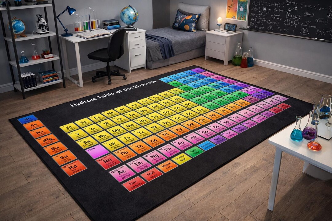 A Science Lab Rug Periodic Table Area Rug, Science Classroom Rug, Chemistry Decor Rug ...