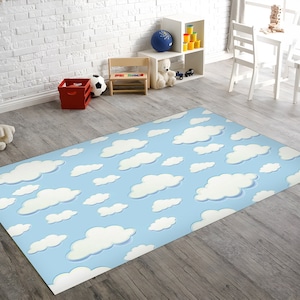 Teppich Wolke, Kinderzimmer Dekor, Babyzimmer Teppich, Blauer Teppich, Geschenk für Kinder, Jungenzimmer Teppich, Wolken Thema Dekor, Benutzerdefinierte Teppich, Design Teppich