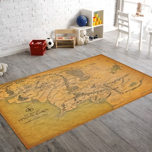 Mittelerde Teppich, Herr der Ringe Karte, Der Herr der Ringe Teppich, LOTR Teppich, Ringe Teppich, Kinderzimmerteppich, Geschenk für ihn sie