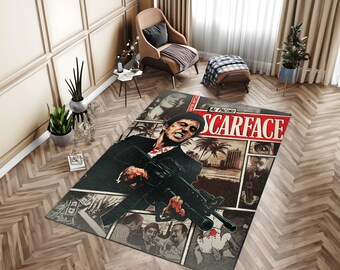 その他 SCARFACE THROW RUG Scarface Rug,Scarface Area Rug,Scarface Home Decor Rug,Fan