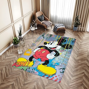 Micky Maus Teppich, Cartoon Thema Teppich, Kinderzimmer Teppich, Wohnkultur, Geschenk für Jungen, Geburtstagsgeschenk, Teppich für Kinderzimmer, personalisiertes Geschenk