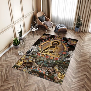 India Themed Rug, Motifs Rug, Mystic Rug, Temple Rug, Room Decor, Personalized Gift, Living Room Decor, Floor Art, Hall Carpet, Cool Rug