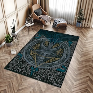 Alfombra satánica de Baphomet, altar pagano ocultista, decoración de brujería