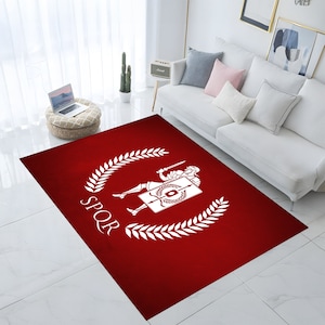 Roman Empire Rug, SPQR Rug, Flag Rug, History Themed Rug, Ancient Rome Rug, Red Rug, Gift For Him Her, Fashion Rug, Area Rug,For Living Room