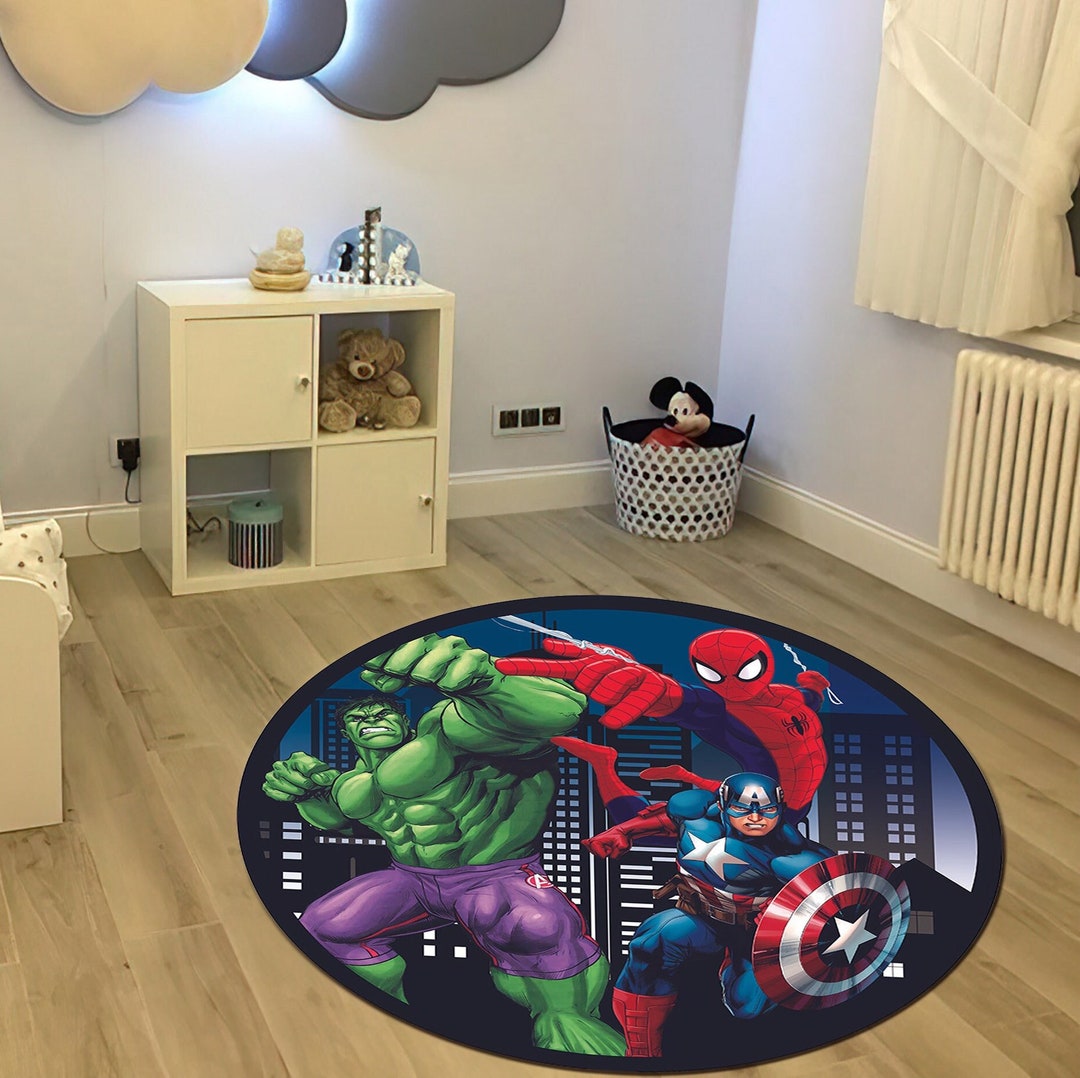 Superhero Rug, Hulk Rug, Spiderman Rug, Round Rug, Circle Rug, Boys ...