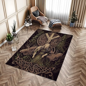 Tappeto paganesimo slavo, tappeto pagano, tappeto con motivi animali, arredamento della camera, regalo personalizzato, tappeto cool, tappeti da soggiorno, tappeto da ufficio, tappeto da pavimento dell&#39;area