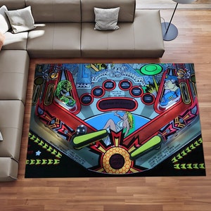 Pinball Playfield Rugs, Pinball Rug, Pinball Game Room Rug, Kids Room Decor, Pinball Decor, Game Room Rug, Gaming Rug, Pinball Art, Gift For