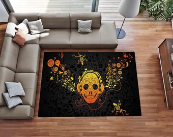 Alfombra de música con calaveras, decoración abstracta para músicos, regalo personalizado