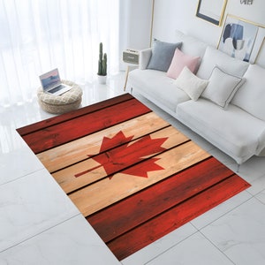 Kanada-Flaggenteppich, kanadische Flagge, Büroteppich, Wohnzimmerteppich, Flagge in Holzoptik, Raumdekor, personalisiertes Geschenk, moderner Teppich, Wohnkultur, Geschenk