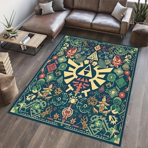 Zelda Rug, Legend Of Zelda Rug, Retro Game Theme, Kids Room Rug, Gamer Rug, Gaming Room Decor, AI Art Room Decor, Underchair Rug, Chair Mat