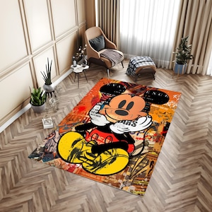 Micky Maus Teppich, Cartoon Thema Teppich, Kinderzimmer Teppich, Wohnkultur, Geschenk für Jungen, Geburtstagsgeschenk, Teppich für Kinderzimmer, personalisiertes Geschenk