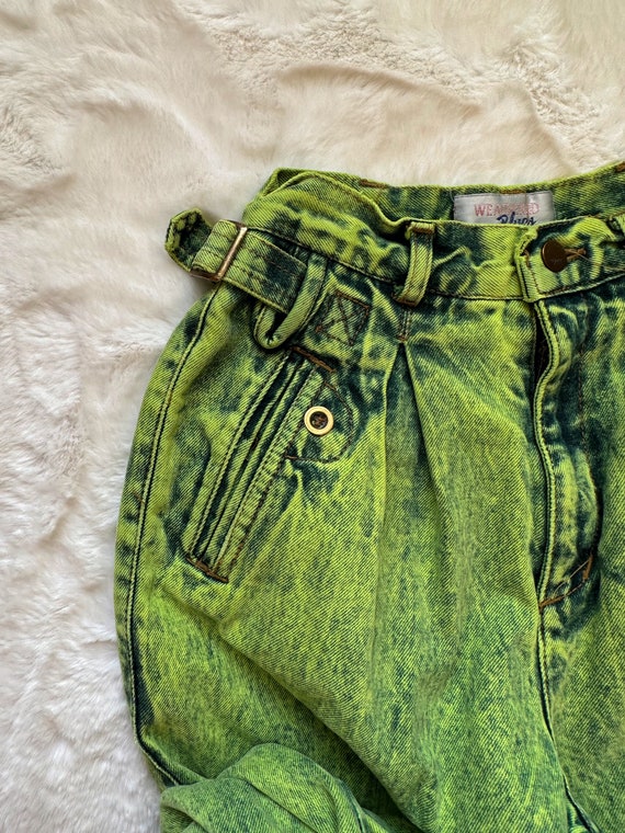 Vintage Rare 80s Parachute Pleated Green Jeans 