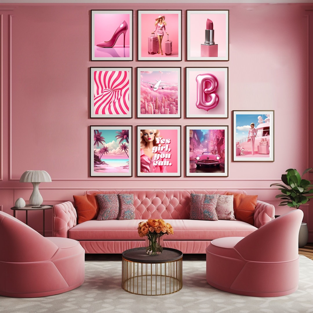 Barbie Wall Art Barbie Wall Gallery Set of 10 Barbie Gallery Wall Print