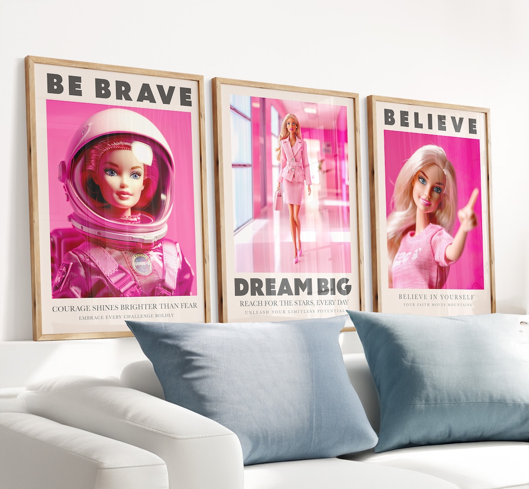 Barbie Wall Art Barbie Pictures Set of 3 Barbie Poster Barbie Wall Print Gift for Daughter Girly