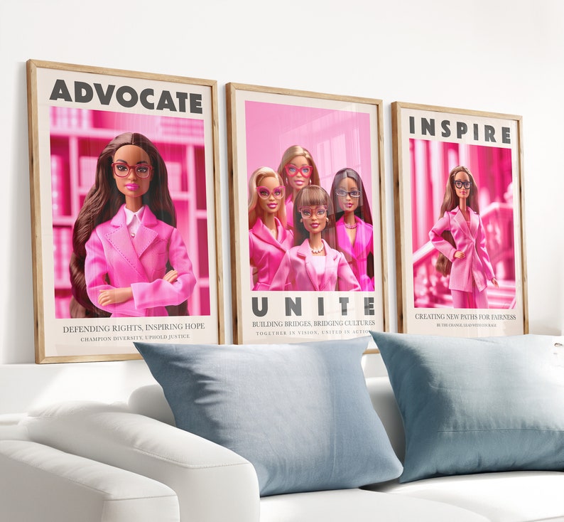 Latina Doll Wall Art Barbie Lawyer Pictures Set of 3 Barbie Judge