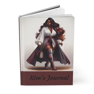 African American Woman Personalized Journal, Hardcover Notebook, Matte Diary, Black Girl Boss Gift, Custom Journal for Her