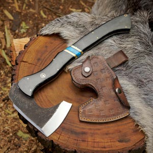 1995 Steel FORGED VIKING AX - Einzigartige Camping Beil Axt mit Kuhlederscheide - Jagd-Wurtaxt - Am besten für Holz gebrochen und Camping