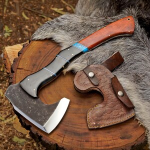 1995 Steel FORGED VIKING AX - Einzigartige Camping Beil Axt mit Kuhlederscheide - Jagd-Wurtaxt - Am besten für Holz gebrochen und Camping
