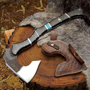 1995 Steel FORGED VIKING AX - Einzigartige Camping Beil Axt mit Kuhlederscheide - Jagd-Wurtaxt - Am besten für Holz gebrochen und Camping