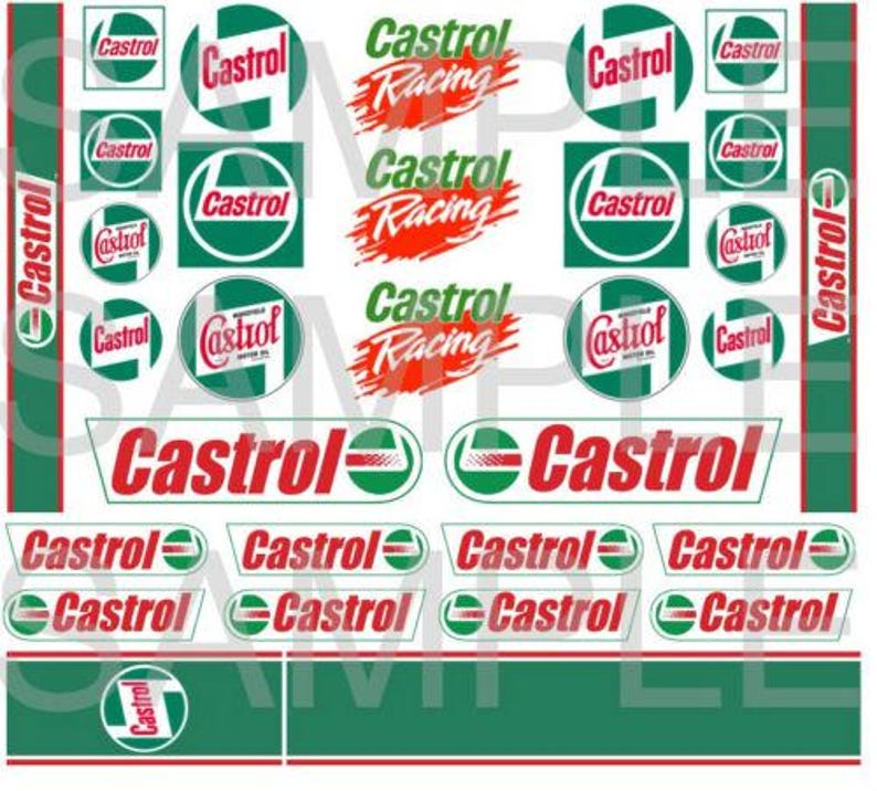 1/64 Scale Castrol Oil Water Slide Decals for Hot Wheels Customs ...