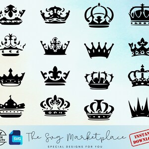 King Crown SVG , Royal Crown ,  Tiara Silhouettes , queen crown svg , King Royal Crown svg , 32 svg files