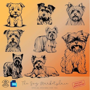Yorkshire Terrier SVG & PNG Bundle - 8 Adorable Dog Designs for Crafting, Perfect Dog Lover Gift Idea