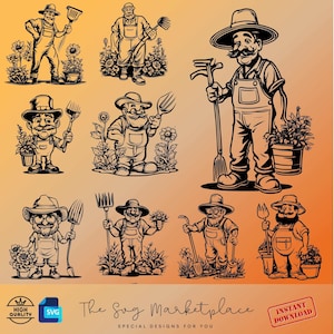 Gardener SVG and PNG Designs – 9 Funny Gardener Graphic Files, Perfect Gifts for Gardener&#39;s Week