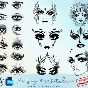 Makeup Svg, Fashion Svg , Womens Eyelashes Svg , Winking Eyelashes , Eye Clip Art , Womens Eyebrow Svg