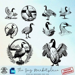Canada Goose SVG & PNG Bundle - 10 Digital Files, Perfect for Crafting , DIY Projects, Unique Gift for Bird Lovers,Nature Enthusiasts