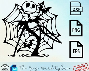 Archivo SVG de Jack Skellington para eventos de Halloween, Navidad de pesadilla, Halloween (SVG, PNG, DXF, EPS), ideal para imprimir en camisetas, tazas y otros artículos.