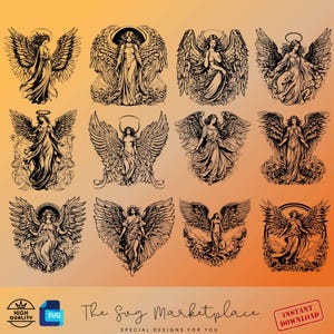12 Winged Angel SVG Designs – Digital Downloads for Crafting, Scrapbooking, and DIY Projects