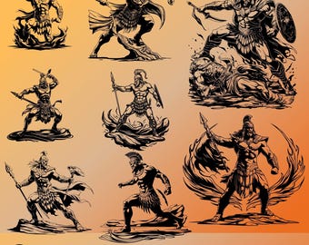 God of War SVG Bundle | Kratos Silhouette Designs (RAR File)