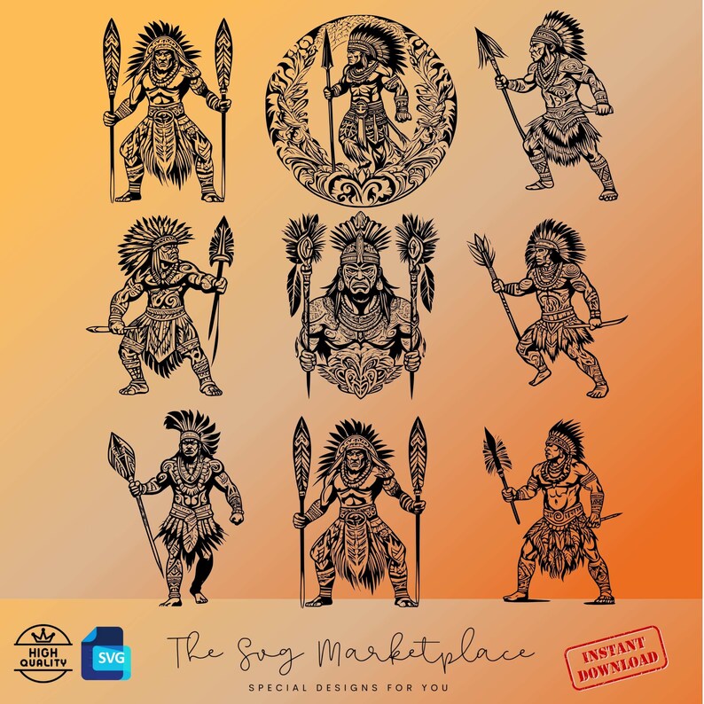 Hawaiian Warrior SVG Bundle, Polynesian Tattoo Art (digital Download ...