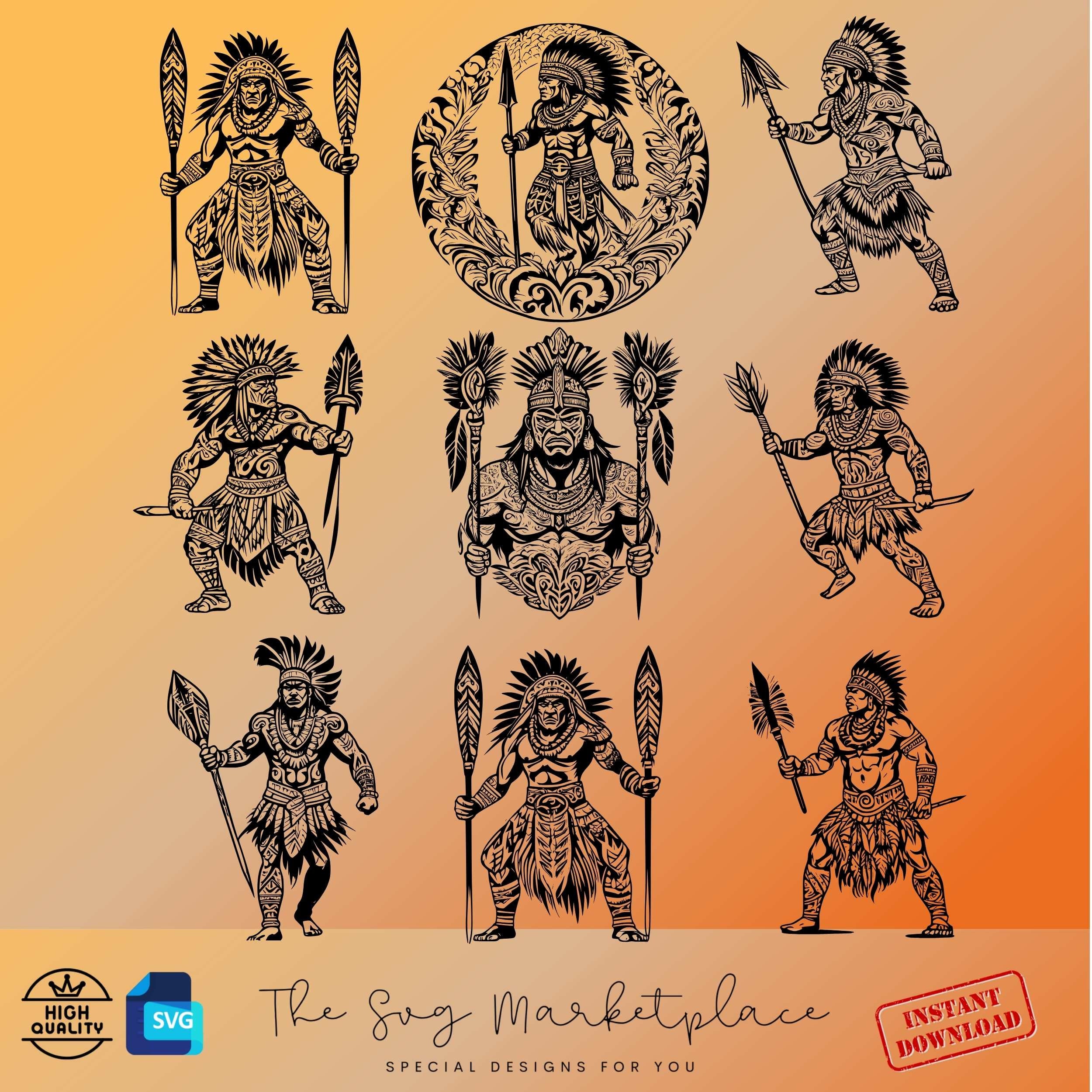 Hawaiian warrior art - Etsy México, image size:2500x2500