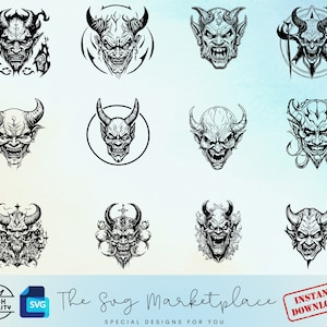 12 pieces Sinfully Good Devil Face SVG and PNG Files ,DEVIL project svg,demon svg,devil svg,demon magic svg,devil face,devil face png