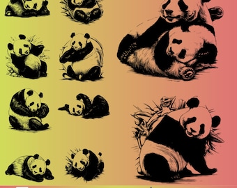 Sleeping Panda SVG Bundle, Animal Silhouette Clipart (Digital Download)