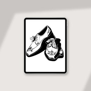 May include: A pair of black leather shoes with intricate floral embroidery. The shoes have a lace-up design and a pointed toe.