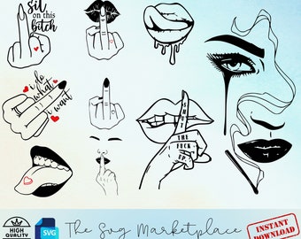 Middle Finger Lips and Hands SVG Bundle: Sassy and Bold Designs for Your Projects!