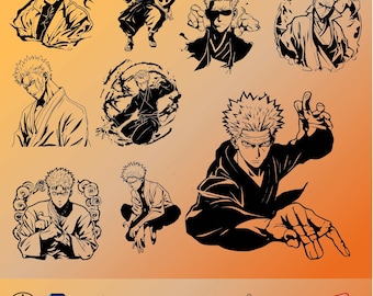 Paquete de siluetas SVG de Jujutsu Kaisen – Archivos de diseño de anime (Descarga digital)
