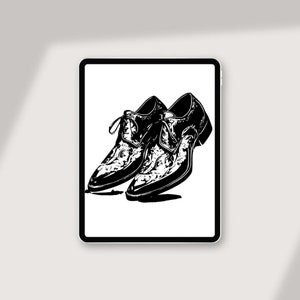 May include: A pair of black leather shoes with a patterned design. The shoes have a pointed toe and a lace-up closure.